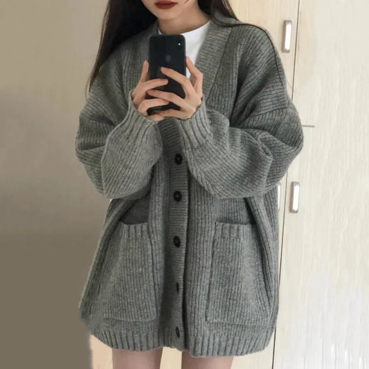 V-Neck Loose Knit Cardigan