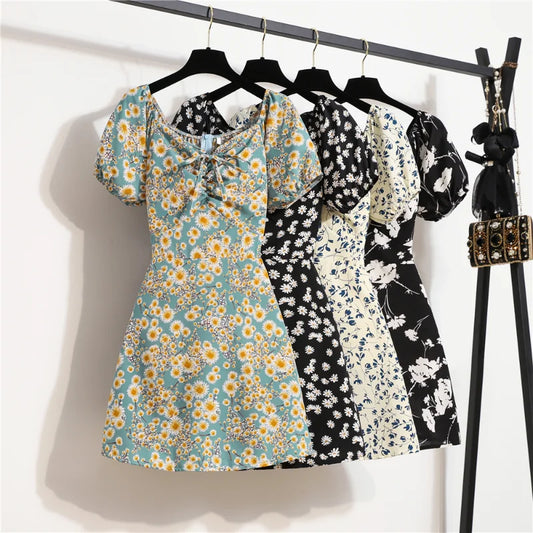 Floral Print Chiffon Mini Dress