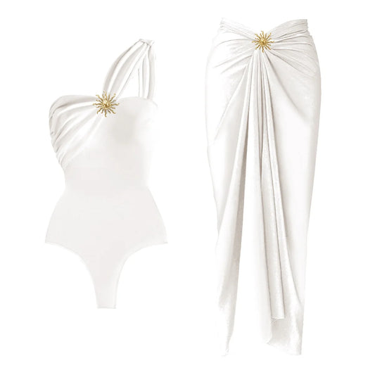 2Pcs One-Shoulder Bikini Set