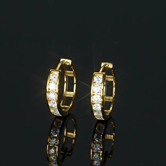 14K Gold Moissanite Hoop Earrings
