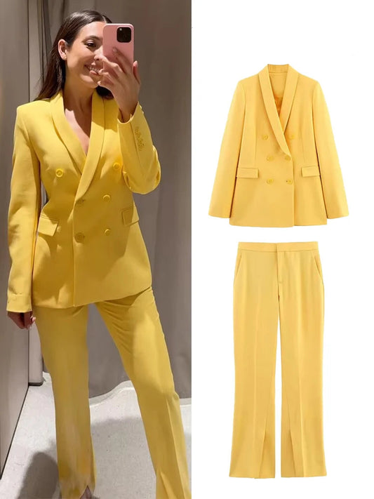 Yellow Blazer & Pants Set