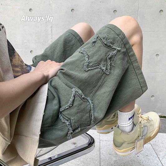 Vintage Denim Patchwork Shorts