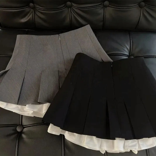 Ruffled Pleated Mini Skirt
