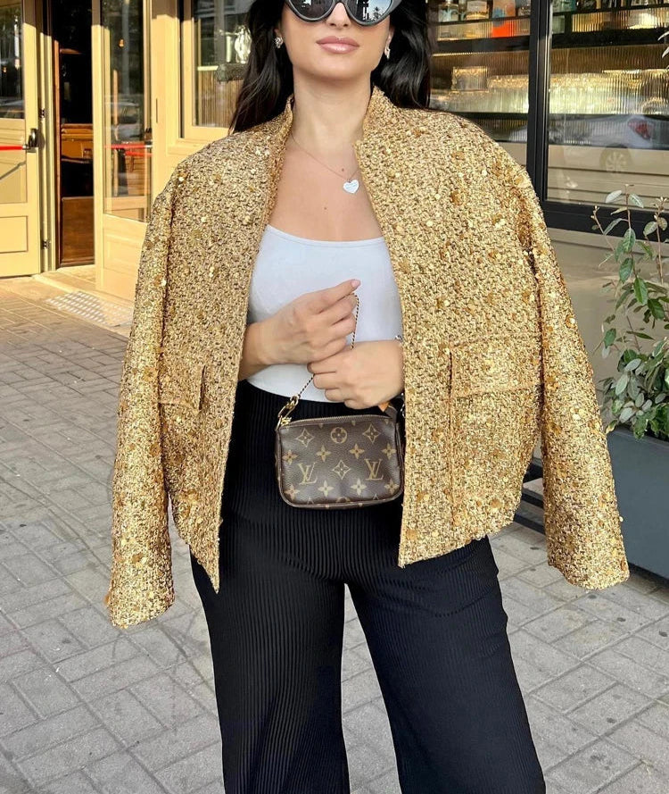 Gold Sequin Y2K Jacket