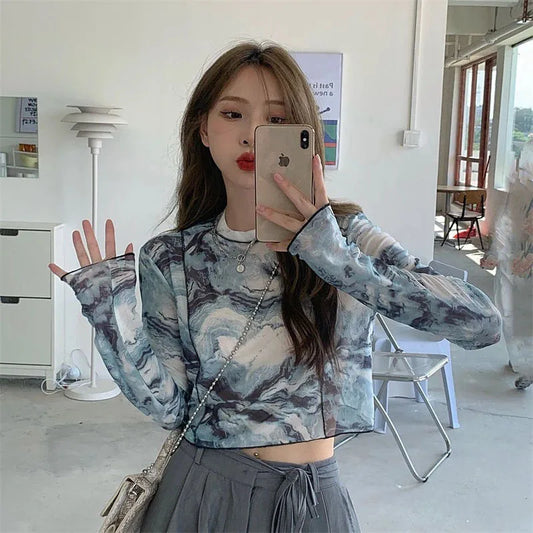 Tie-Dye Cropped Gauze Tee