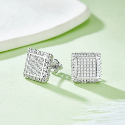 Sterling Moissanite Square Stud Earrings