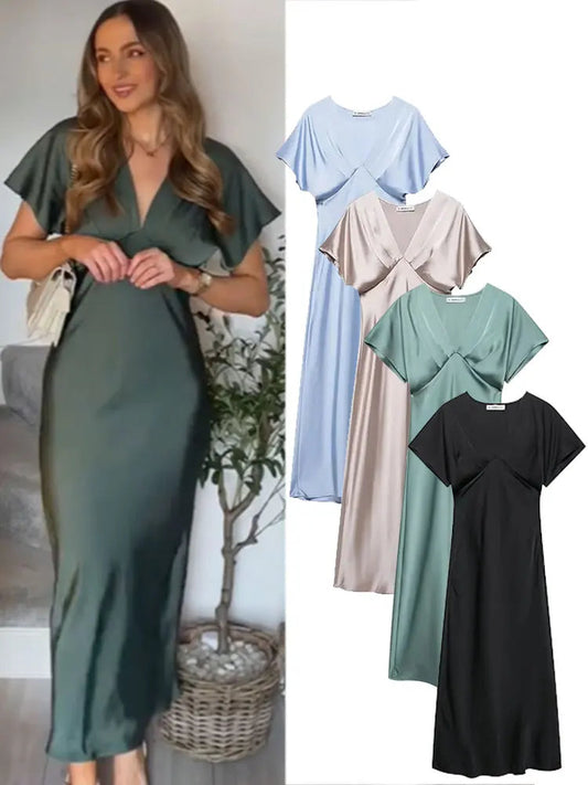 2025 Satin V-Neck Dress