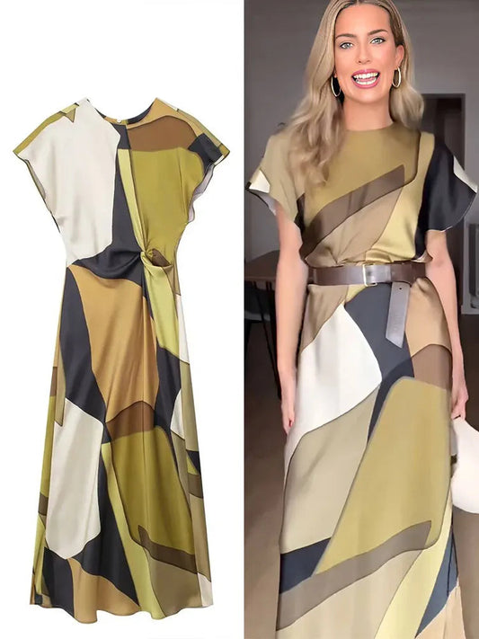 Vintage Print Maxi Dress