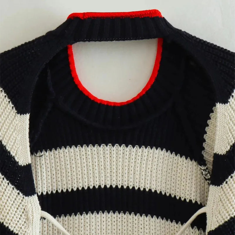 Striped Cropped Knit Sweater