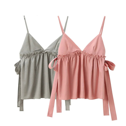 Ruffle Ruched Crop Top