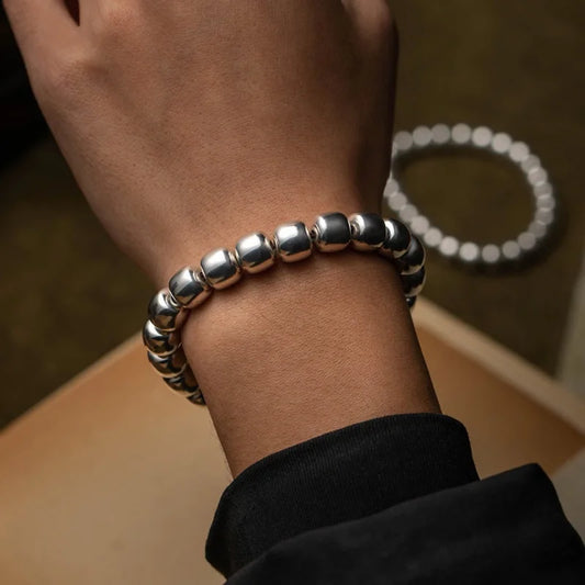 Solid Silver Bead Bracelet