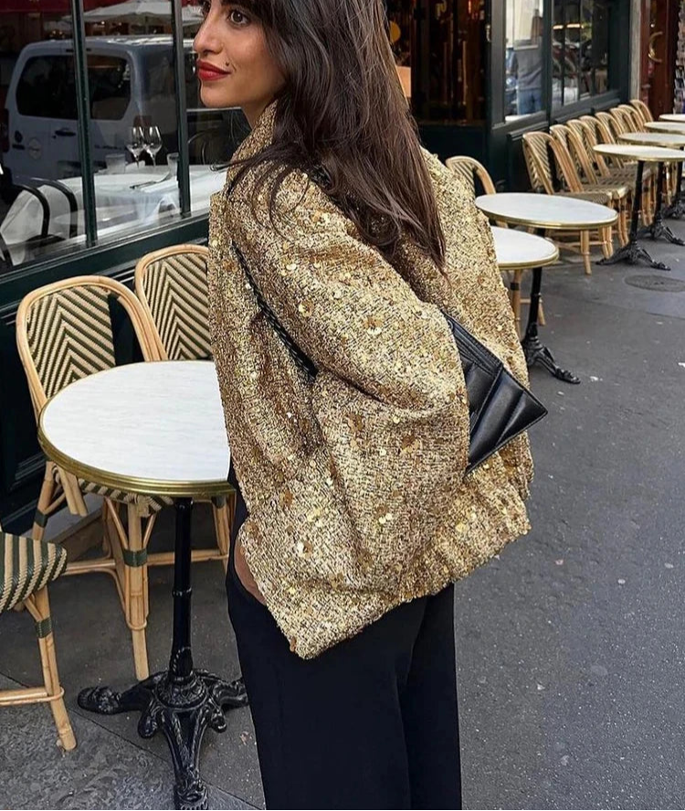 Gold Sequin Y2K Jacket
