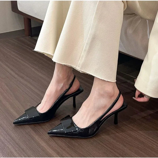 Square Buckle Slingback Heels