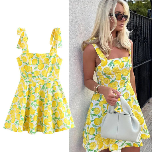 Fruit Print Slip Dress