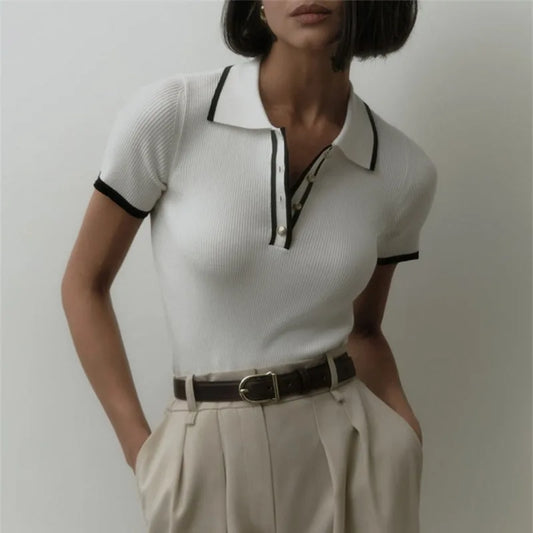 Slim Fit Patchwork Knitted Top