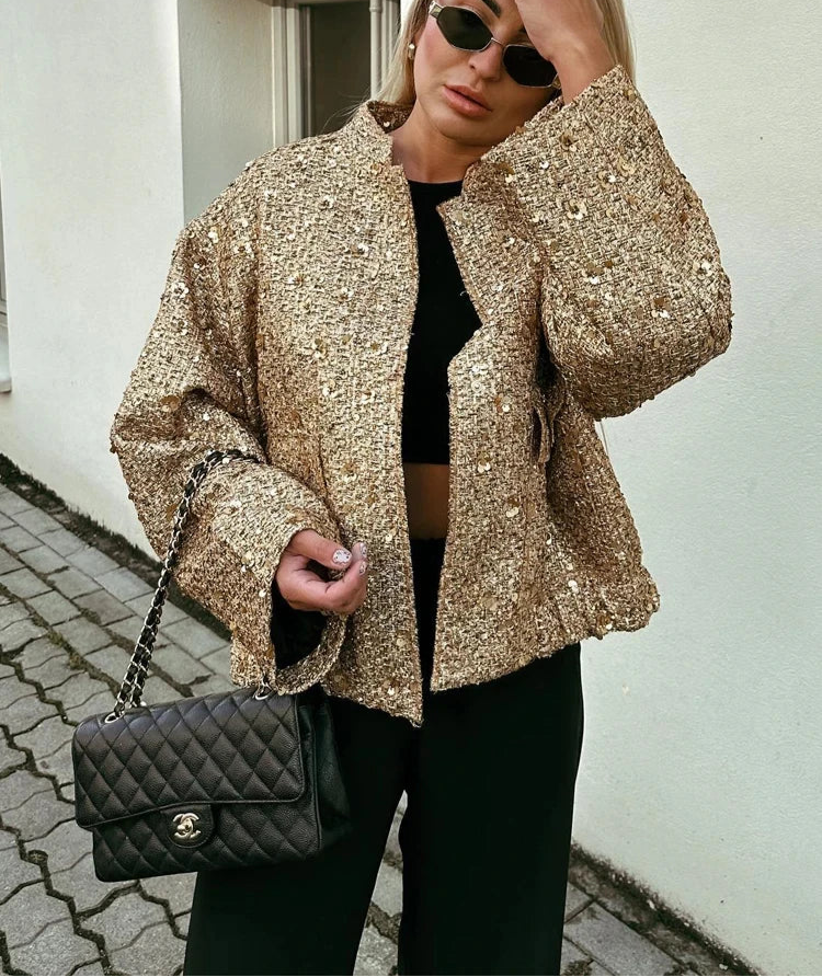 Gold Sequin Y2K Jacket